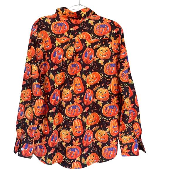 Arvil Hill Shirt Mens Small Black Orange Halloween Pumpkin Jack O Lantern Fall - Picture 2 of 9